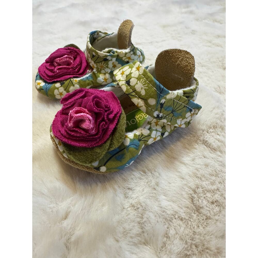 Gracious May Ballerina Baby Moccasin Shoes Size 1 Boho Green Floral Boutique